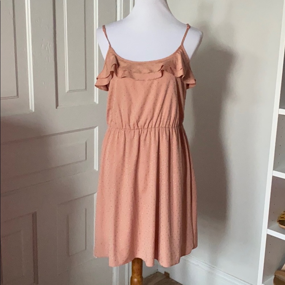 Peach Beige Dress with Gold Accents